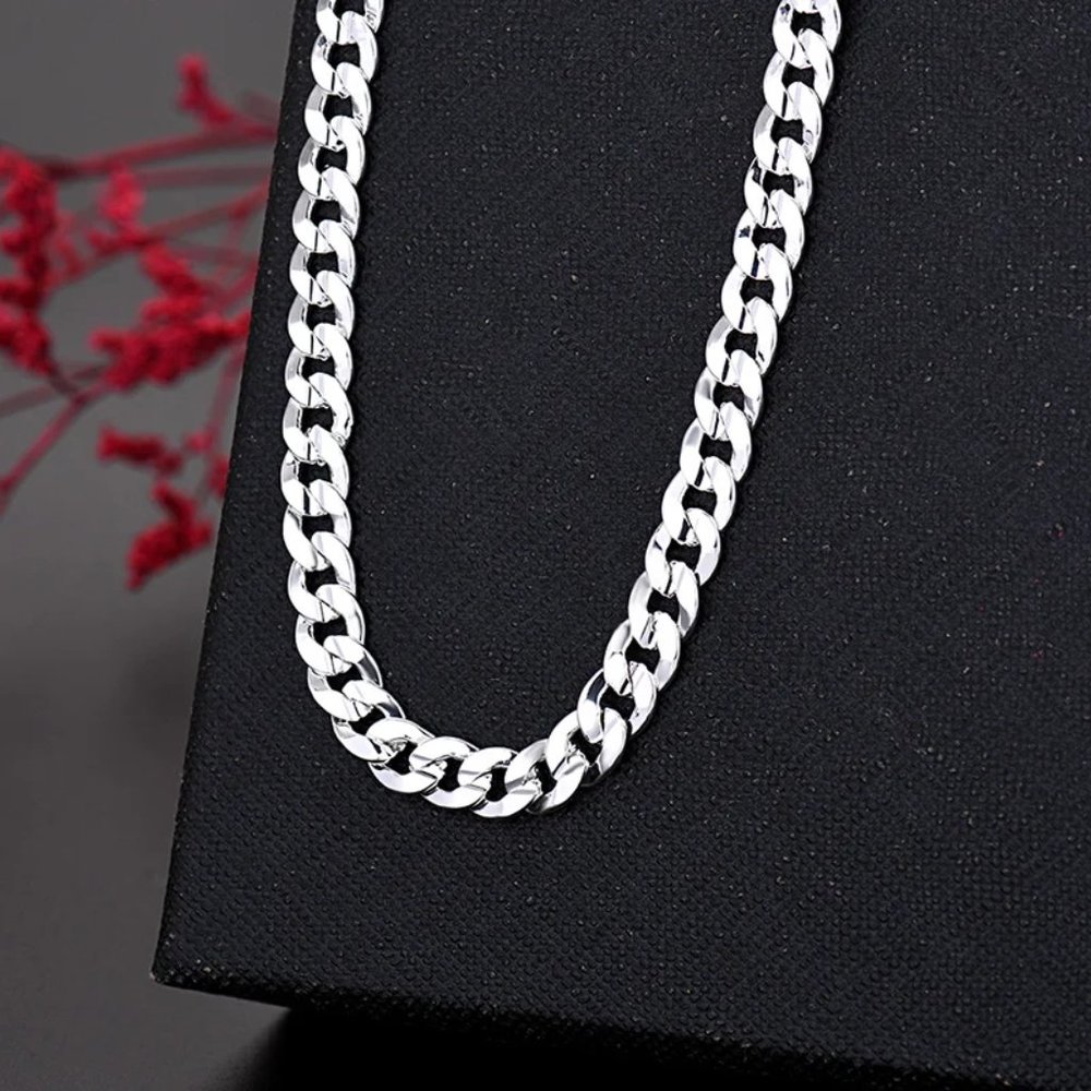 Awesome 22 Inch Open Cuban Link Chain 10mm Wide, Stamped 925 Sterling Silver - Picture 4 of 7